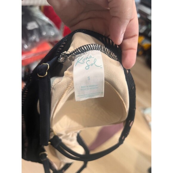 Kona Sol Women's One Piece Crochet Swimsuit Black S - Picture 4 of 4